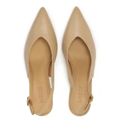 Zapatos de tacón beige con talones al descubierto.Este producto tallaje pequeño.