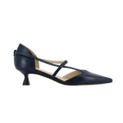 Zapatos de tacón de cuero azul