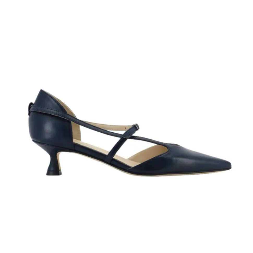 Zapatos de tacón de cuero azul
