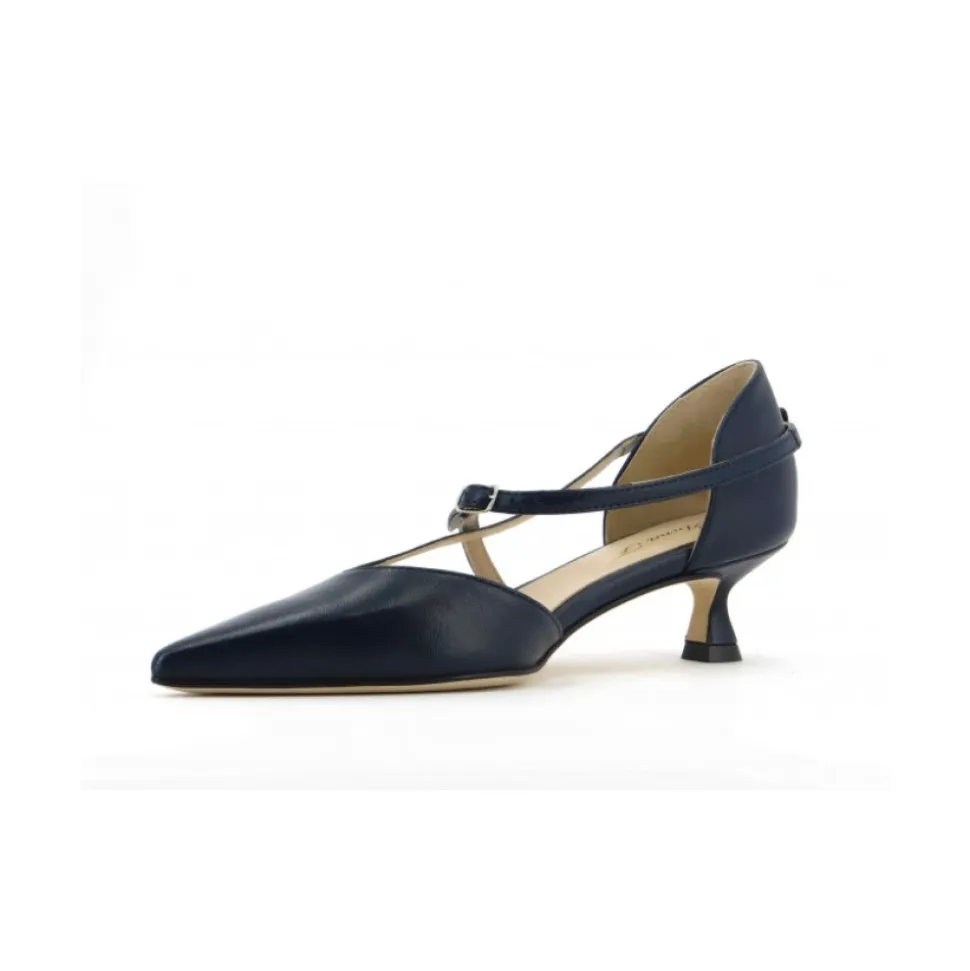 Zapatos de tacón de cuero azul