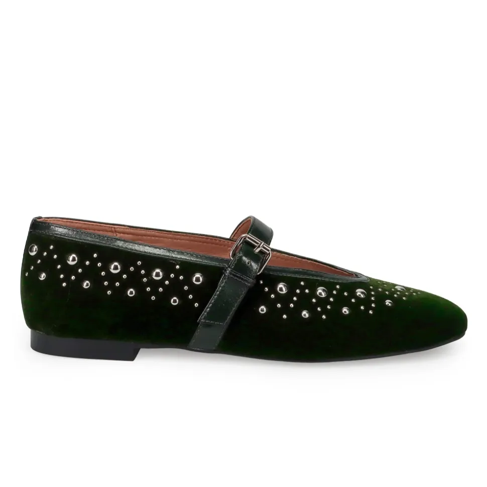 Zapatos Mary Jane de terciopelo verde