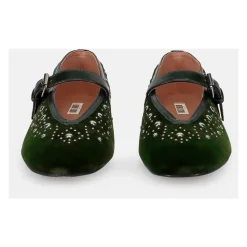 Zapatos Mary Jane de terciopelo verde
