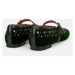 Zapatos Mary Jane de terciopelo verde