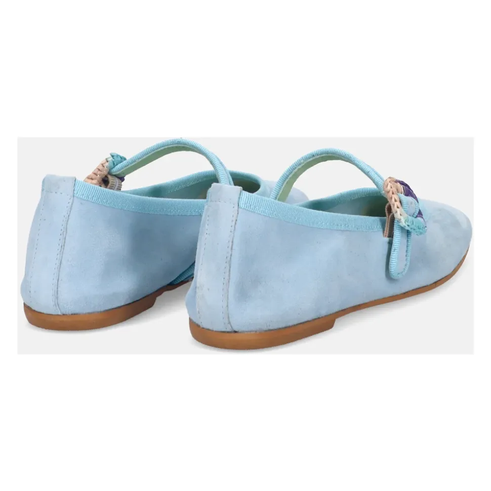 Zapatos Planos de Gamuza Azul Claro