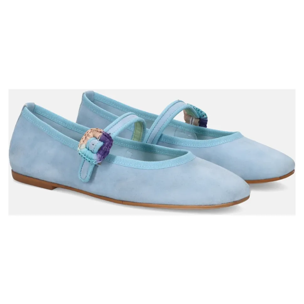 Zapatos Planos de Gamuza Azul Claro