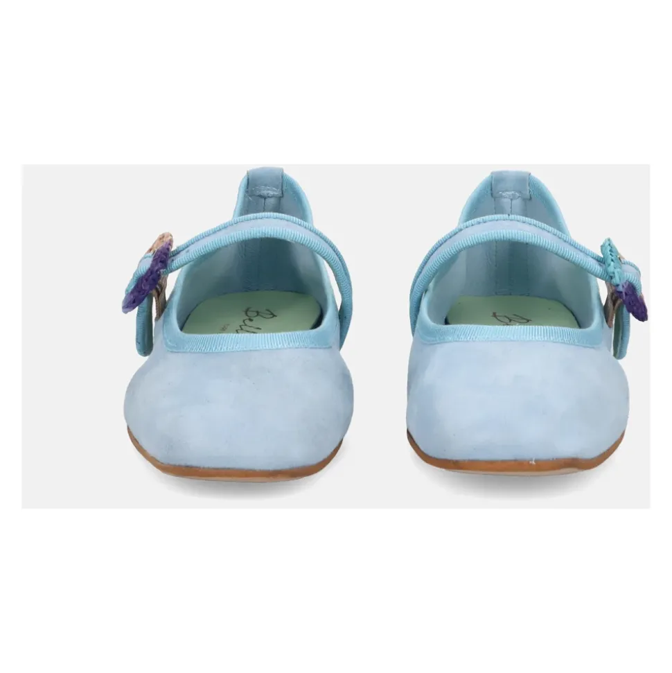 Zapatos Planos de Gamuza Azul Claro